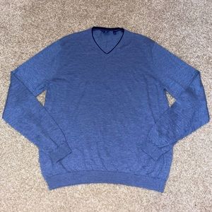 NWOT Footjoy 1857 Cashmere Double Layer VNeck Sweater Pacific Blue